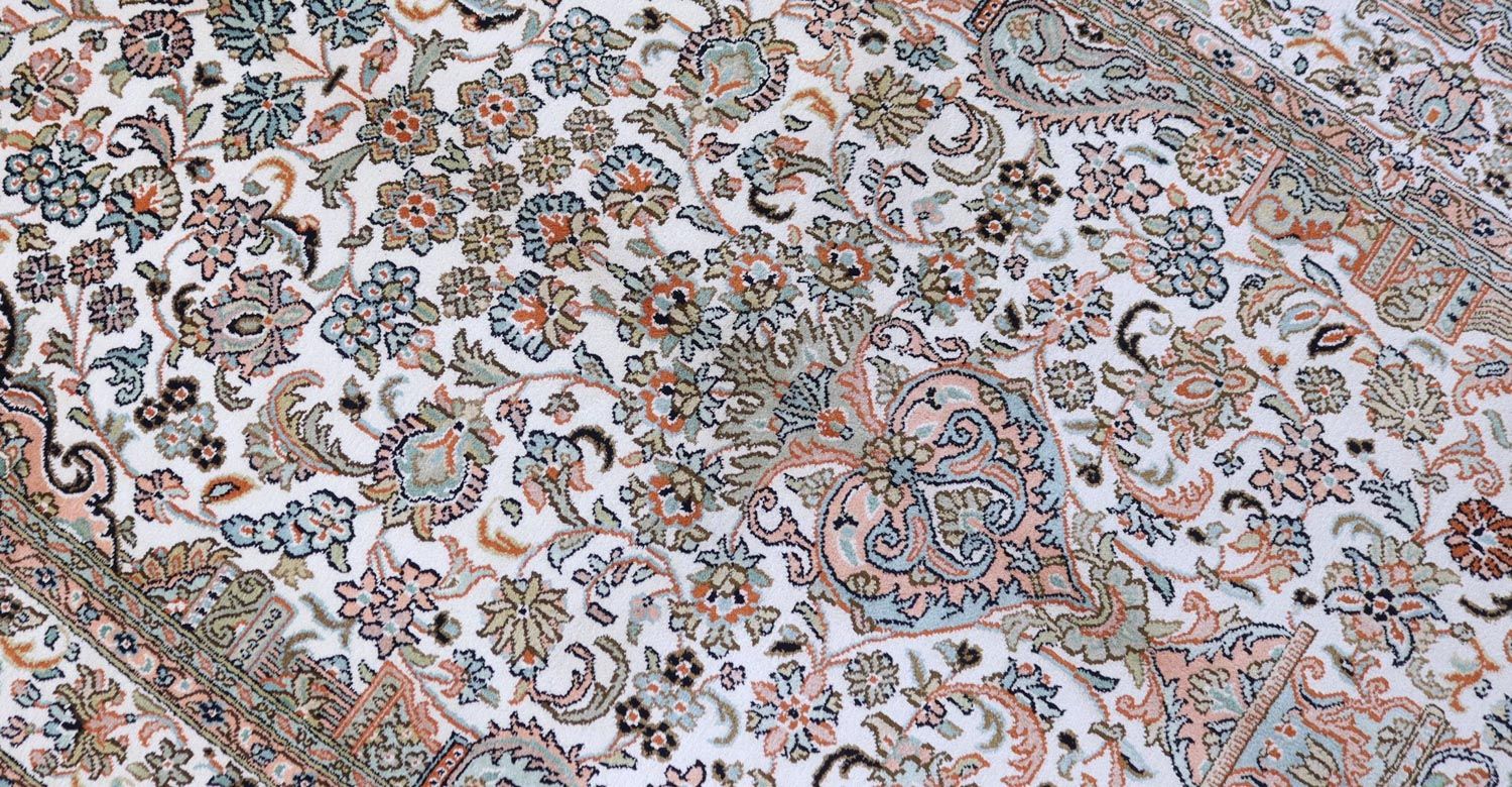 Tappeto di seta - Seta del Kashmir - 158 x 96 cm - beige