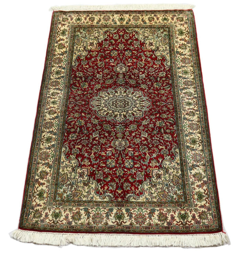 Tappeto di seta - Seta del Kashmir - 149 x 90 cm - rosso scuro