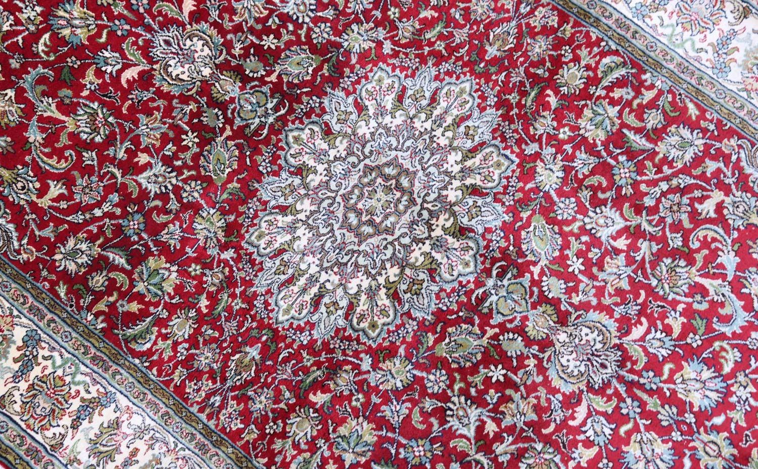 Tappeto di seta - Seta del Kashmir - 149 x 90 cm - rosso scuro