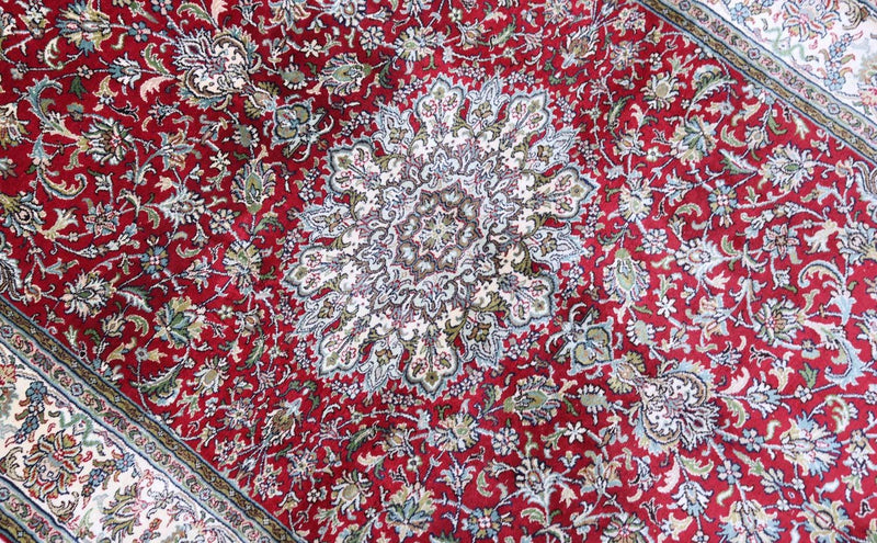 Tappeto di seta - Seta del Kashmir - 149 x 90 cm - rosso scuro