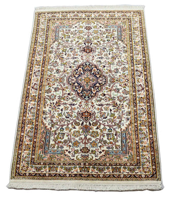 Tappeto di seta - Seta del Kashmir - 154 x 93 cm - beige
