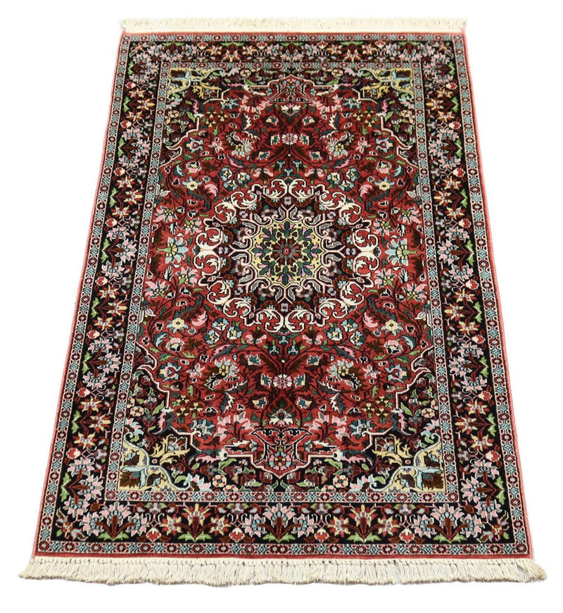 Tappeto di seta - Seta del Kashmir - 152 x 91 cm - rosso scuro
