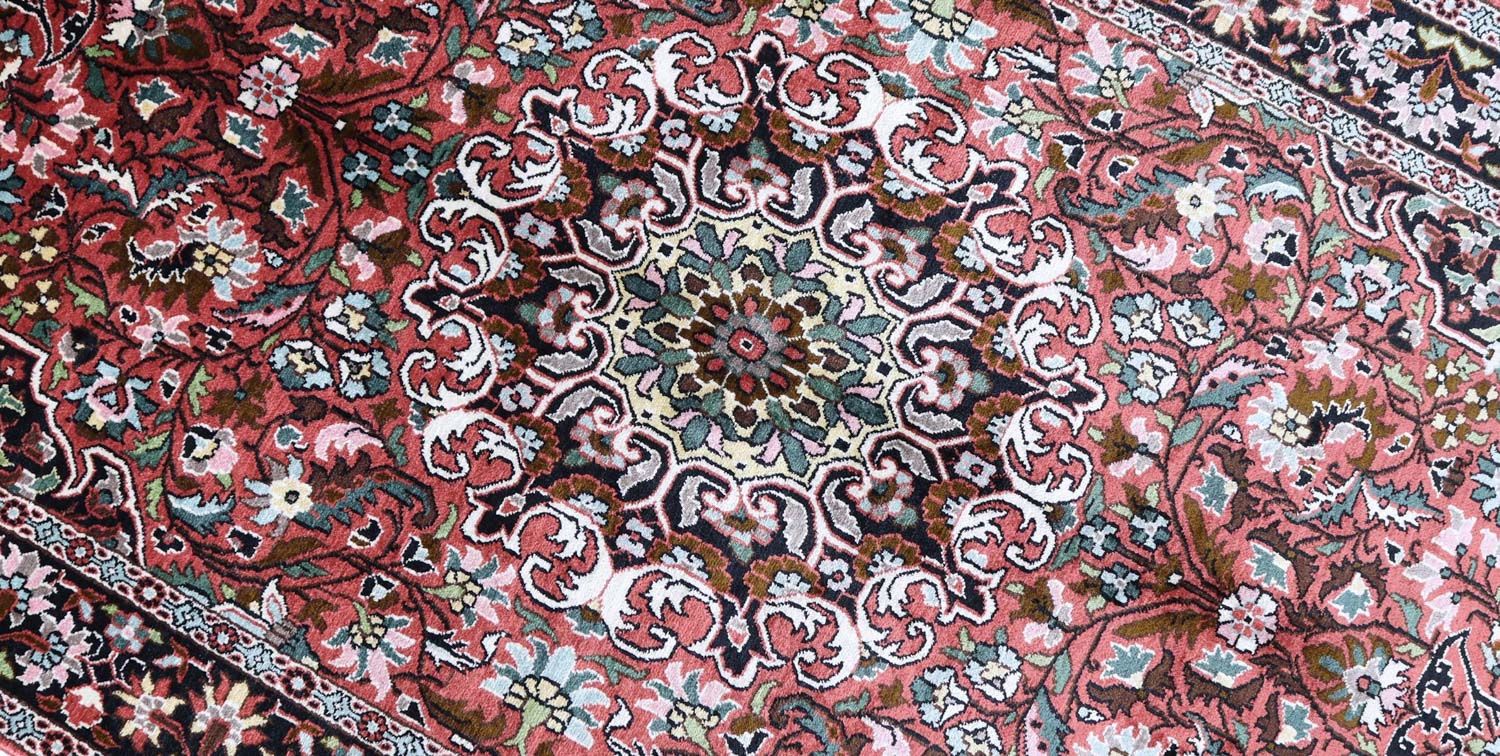 Tappeto di seta - Seta del Kashmir - 152 x 91 cm - rosso scuro