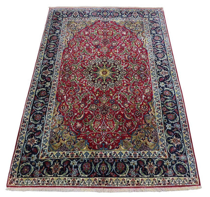 Tappeto Persero - Isfahan - Premio - 170 x 110 cm - rosso scuro