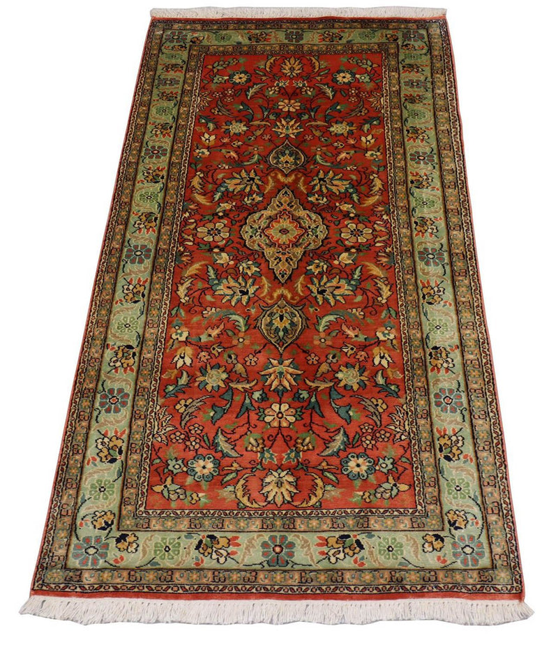 Tappeto di seta - Seta del Kashmir - 153 x 80 cm - rosso