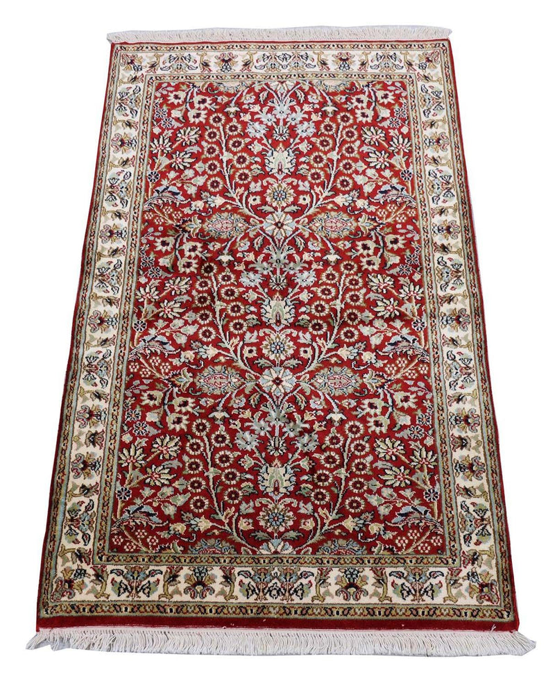 Tappeto di seta - Seta del Kashmir - 124 x 77 cm - rosso