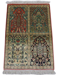 Tappeto di seta - Seta del Kashmir - 88 x 63 cm - multicolore