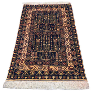 Tappeto afgano - 142 x 96 cm - blu scuro
