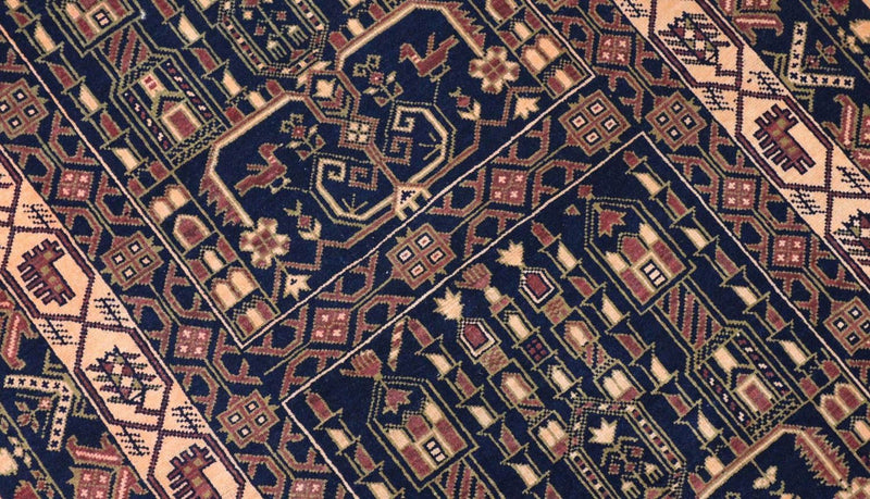 Tappeto afgano - 142 x 96 cm - blu scuro