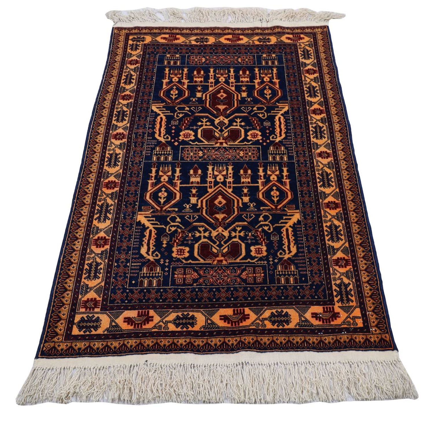 Tappeto afgano - 144 x 95 cm - blu scuro