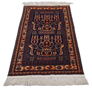 Tappeto afgano - 144 x 95 cm - blu scuro