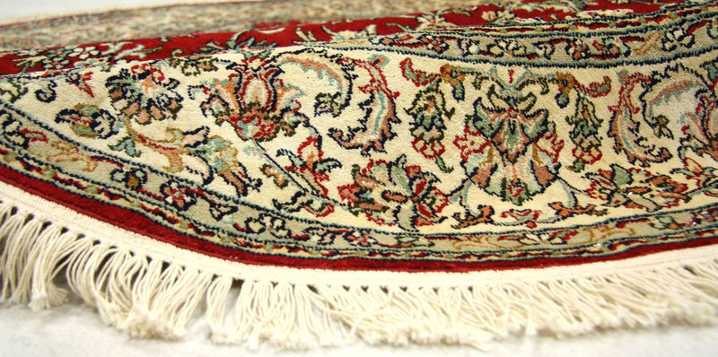 Tappeto di seta - Seta del Kashmir rotondo  - 183 x 183 cm - rosso