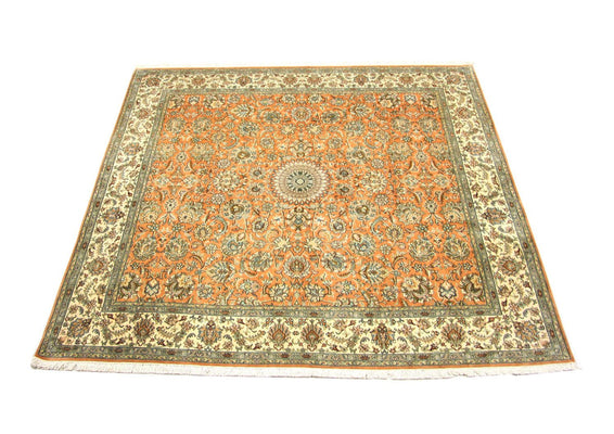 Tappeto di seta - Seta del Kashmir quadrato  - 216 x 211 cm - arancione