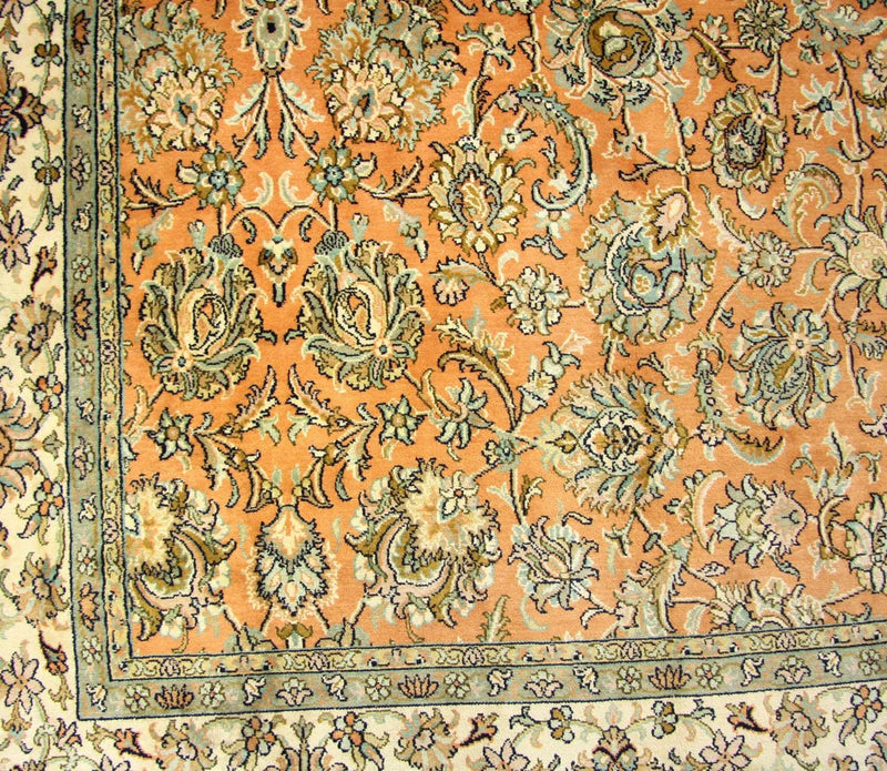Tappeto di seta - Seta del Kashmir quadrato  - 216 x 211 cm - arancione