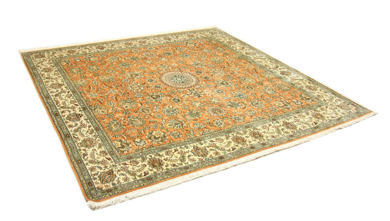 Tappeto di seta - Seta del Kashmir quadrato  - 216 x 211 cm - arancione