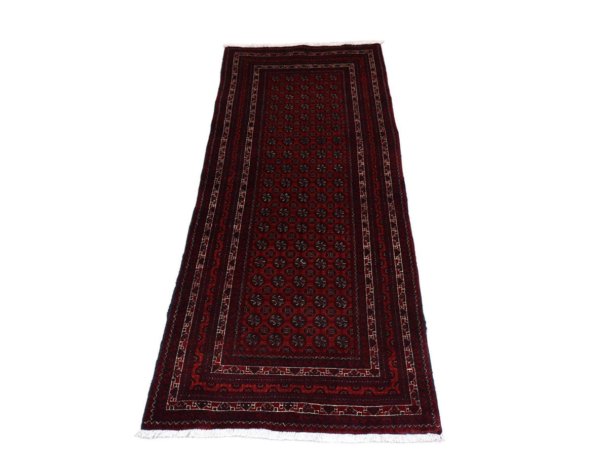Tappeto corsia Tappeto afgano - 196 x 79 cm - rosso scuro