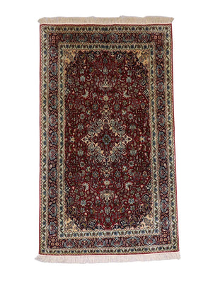 Tappeto di seta - Seta del Kashmir - 150 x 90 cm - rosso scuro