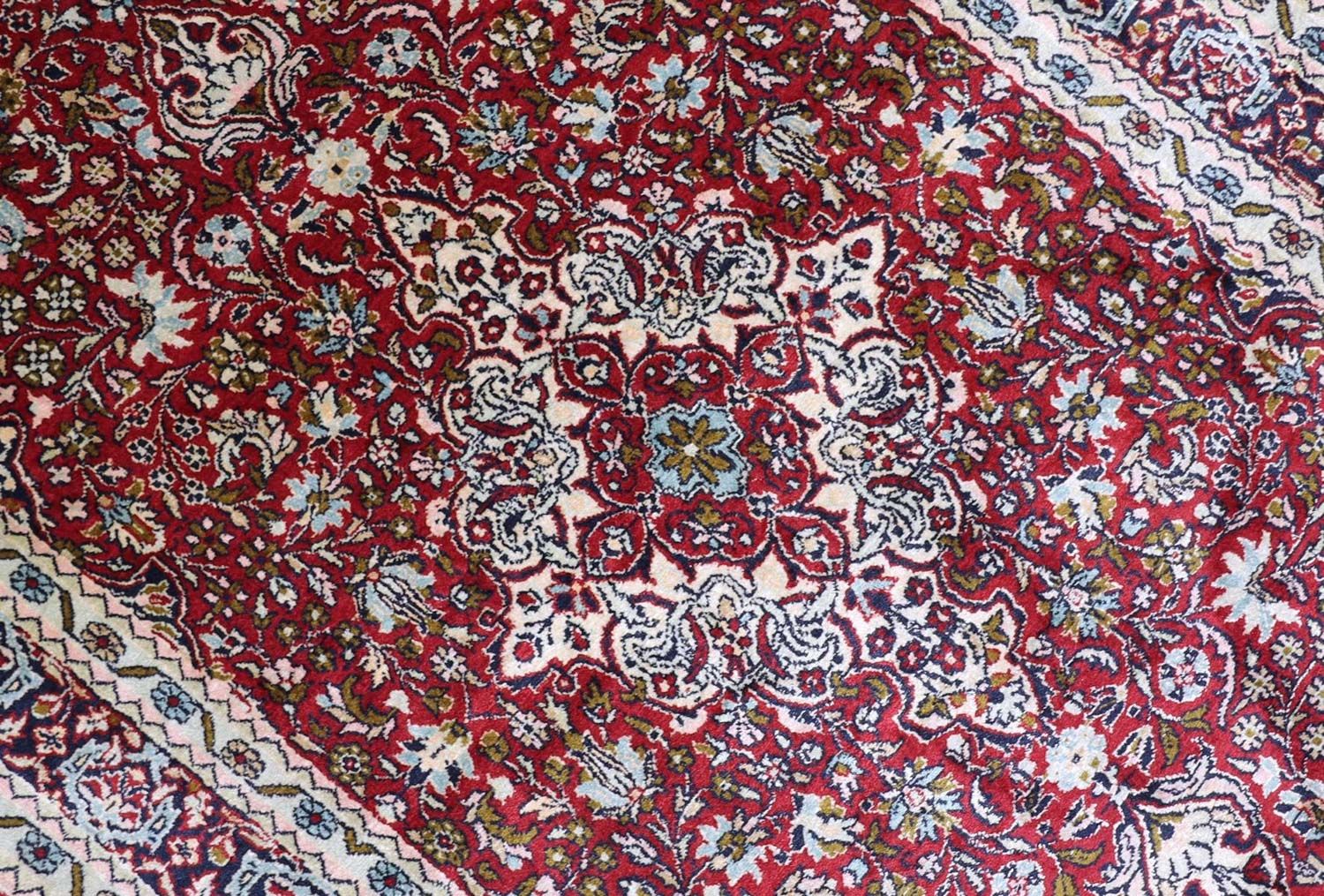 Tappeto di seta - Seta del Kashmir - 150 x 90 cm - rosso scuro