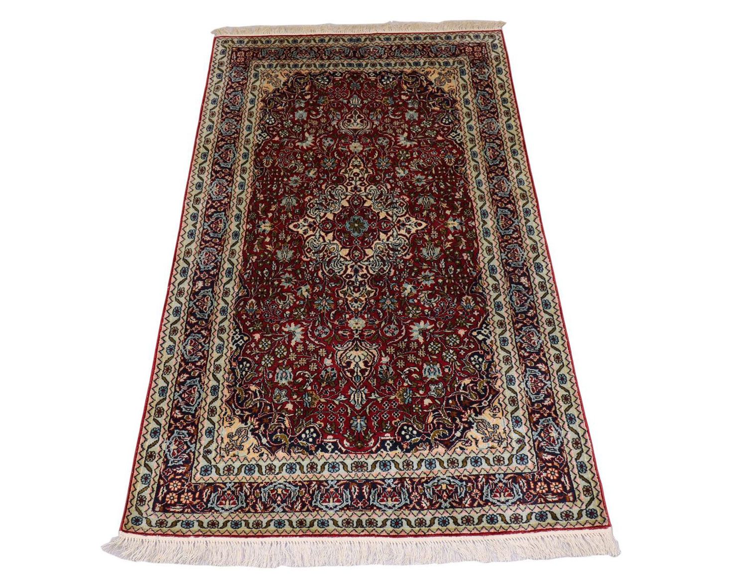 Tappeto di seta - Seta del Kashmir - 150 x 90 cm - rosso scuro