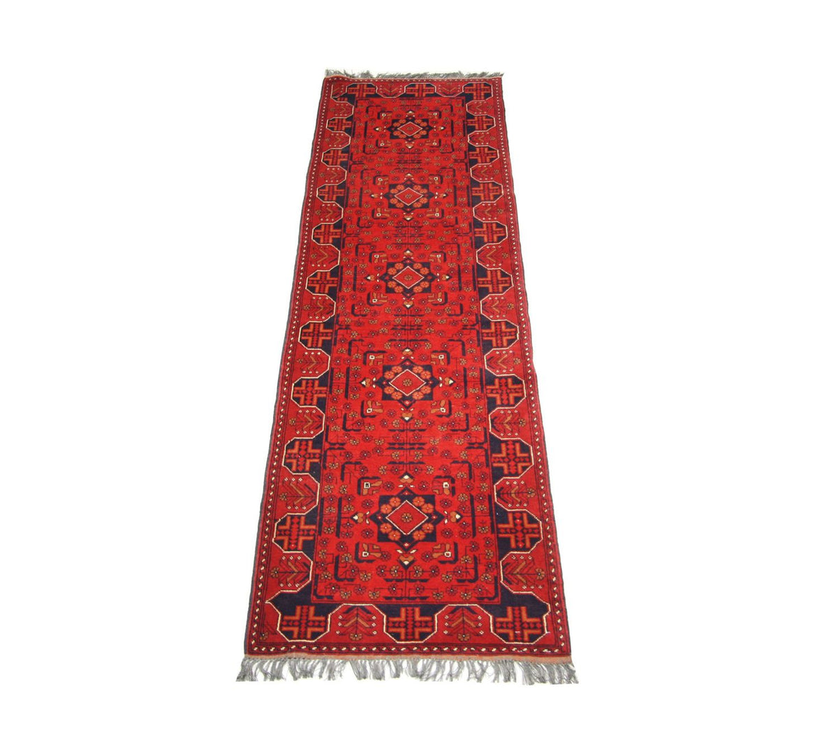 Tappeto corsia Tappeto afgano - Kunduz - 286 x 75 cm - rosso