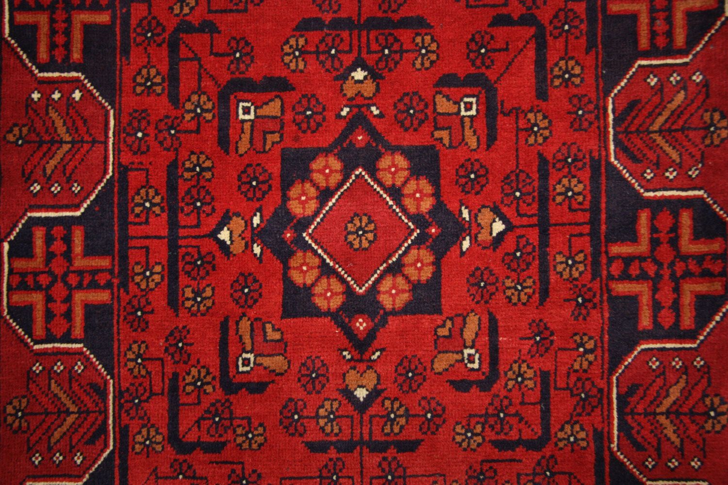 Tappeto corsia Tappeto afgano - Kunduz - 286 x 75 cm - rosso