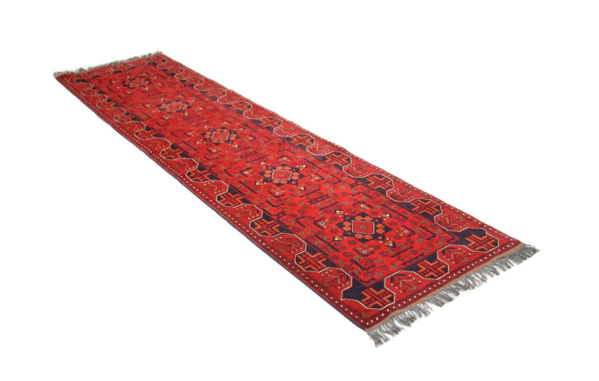 Tappeto corsia Tappeto afgano - Kunduz - 286 x 75 cm - rosso