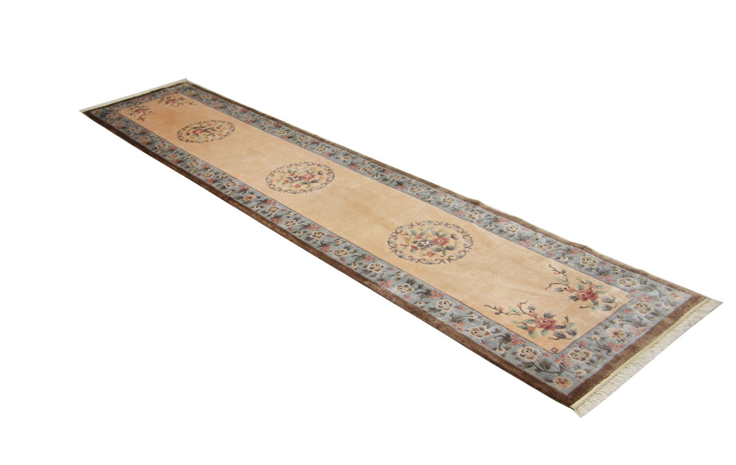 Tappeto corsia Tappeto di seta - seta cinese - 337 x 70 cm - multicolore