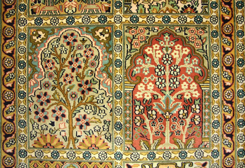 Tappeto corsia Tappeto di seta - Seta del Kashmir - 298 x 82 cm - multicolore