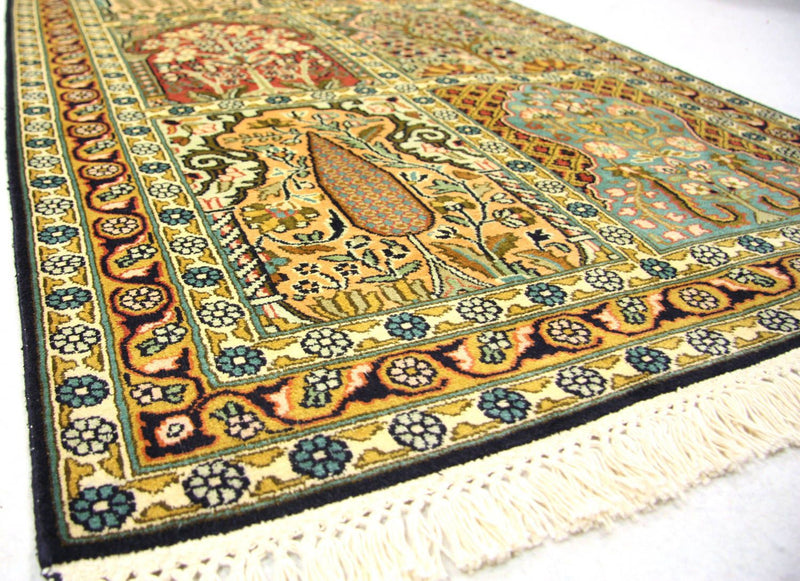 Tappeto corsia Tappeto di seta - Seta del Kashmir - 298 x 82 cm - multicolore
