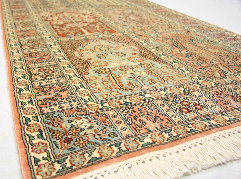 Tappeto corsia Tappeto di seta - Seta del Kashmir - 292 x 79 cm - marrone