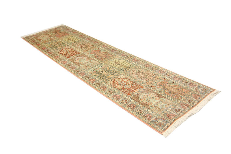 Tappeto corsia Tappeto di seta - Seta del Kashmir - 292 x 79 cm - marrone