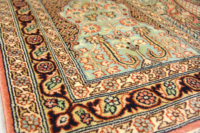 Tappeto corsia Tappeto di seta - Seta del Kashmir - 307 x 78 cm - multicolore