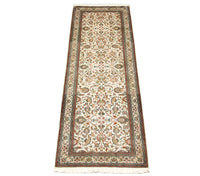 Tappeto corsia Tappeto di seta - Seta del Kashmir - 250 x 80 cm - beige