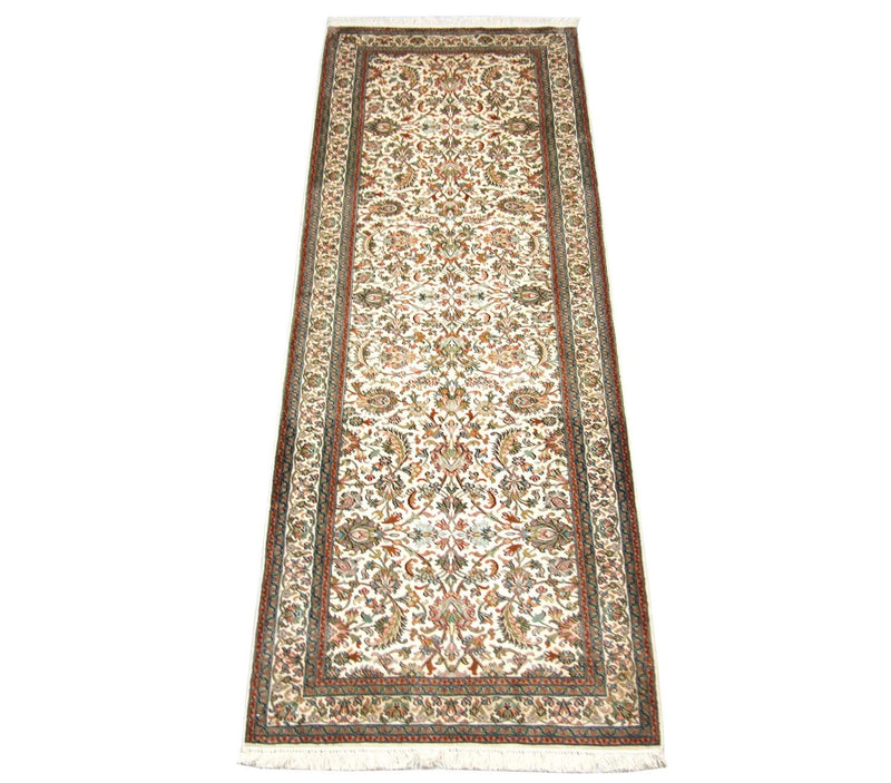 Tappeto corsia Tappeto di seta - Seta del Kashmir - 250 x 80 cm - beige