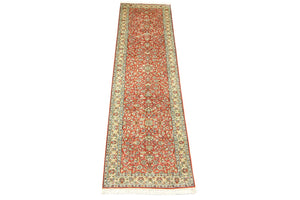 Tappeto corsia Tappeto di seta - Seta del Kashmir - 292 x 78 cm - arancione