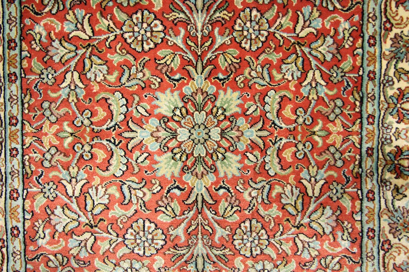 Tappeto corsia Tappeto di seta - Seta del Kashmir - 292 x 78 cm - arancione