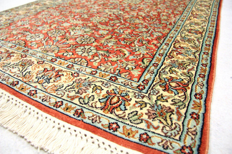 Tappeto corsia Tappeto di seta - Seta del Kashmir - 292 x 78 cm - arancione