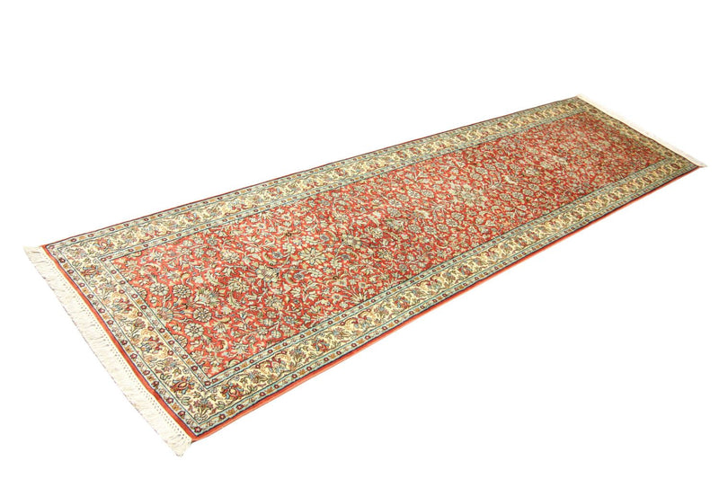 Tappeto corsia Tappeto di seta - Seta del Kashmir - 292 x 78 cm - arancione