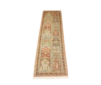 Tappeto corsia Tappeto di seta - Seta del Kashmir - 305 x 79 cm - marrone