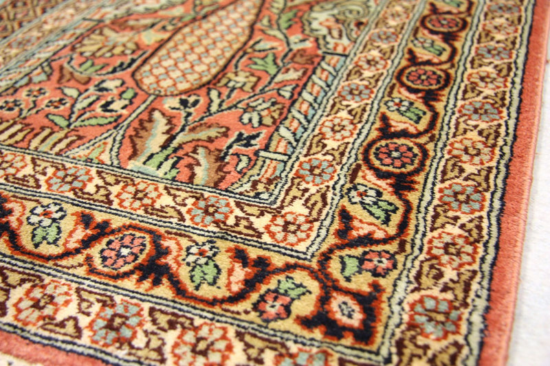 Tappeto corsia Tappeto di seta - Seta del Kashmir - 305 x 79 cm - marrone