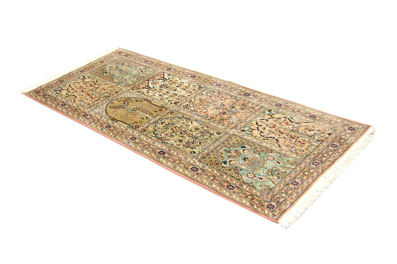Tappeto corsia Tappeto di seta - Seta del Kashmir - 183 x 77 cm - marrone
