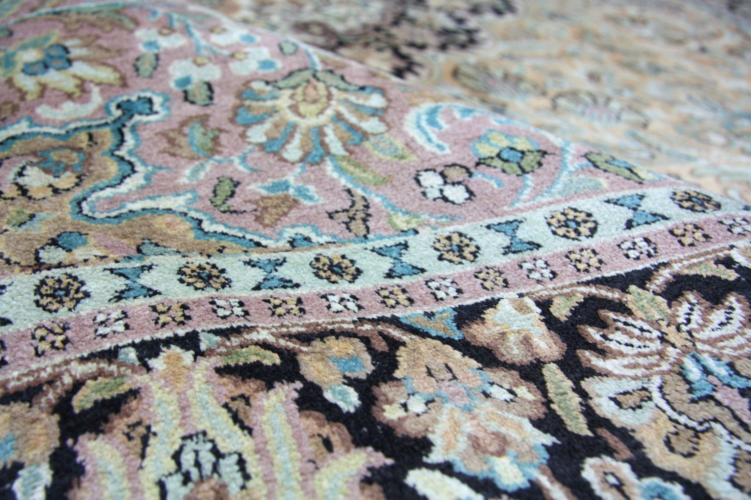 Tappeto di seta - Seta del Kashmir - 290 x 185 cm - blu