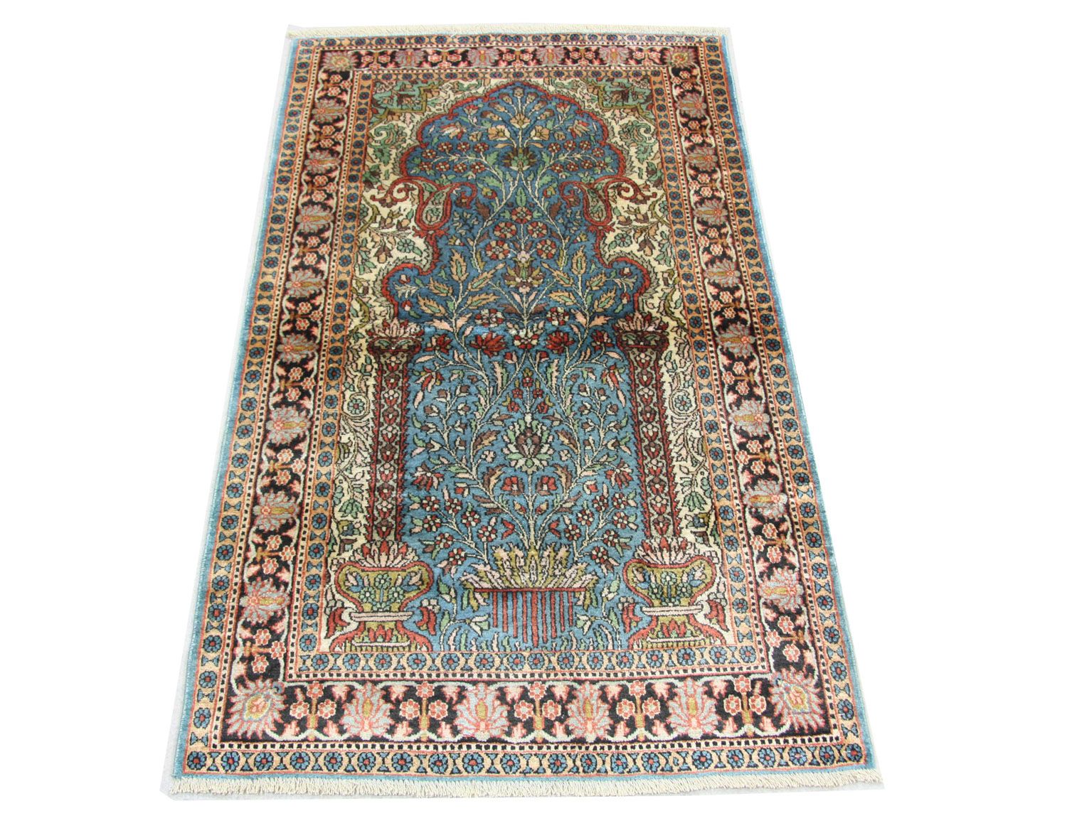Tappeto di seta - Seta del Kashmir - 156 x 90 cm - blu