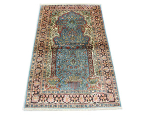 Tappeto di seta - Seta del Kashmir - 156 x 90 cm - blu