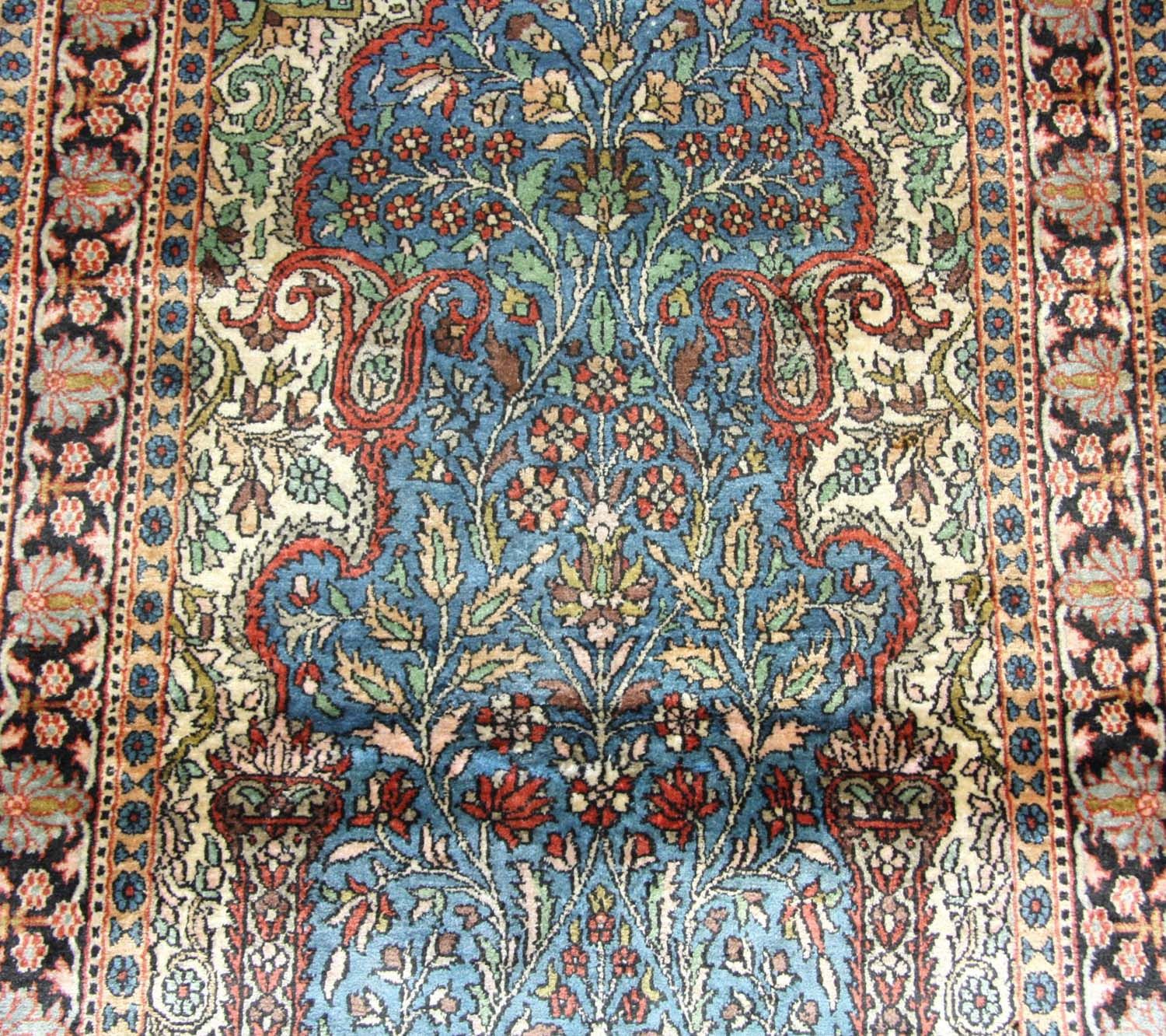 Tappeto di seta - Seta del Kashmir - 156 x 90 cm - blu