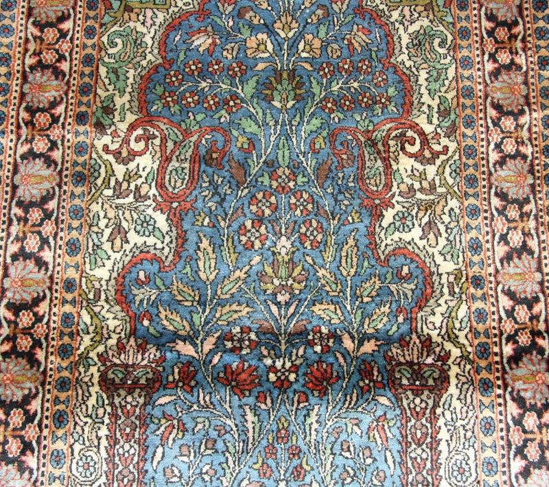 Tappeto di seta - Seta del Kashmir - 156 x 90 cm - blu