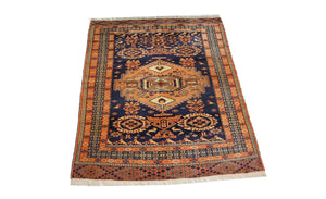 Tappeto afgano - 129 x 107 cm - blu