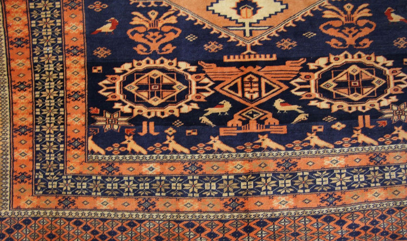 Tappeto afgano - 129 x 107 cm - blu