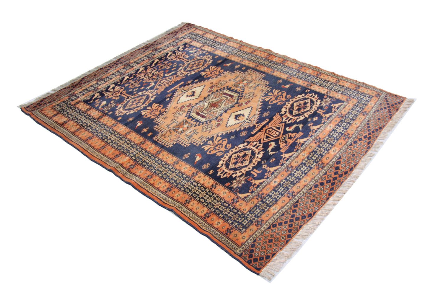 Tappeto afgano - 129 x 107 cm - blu