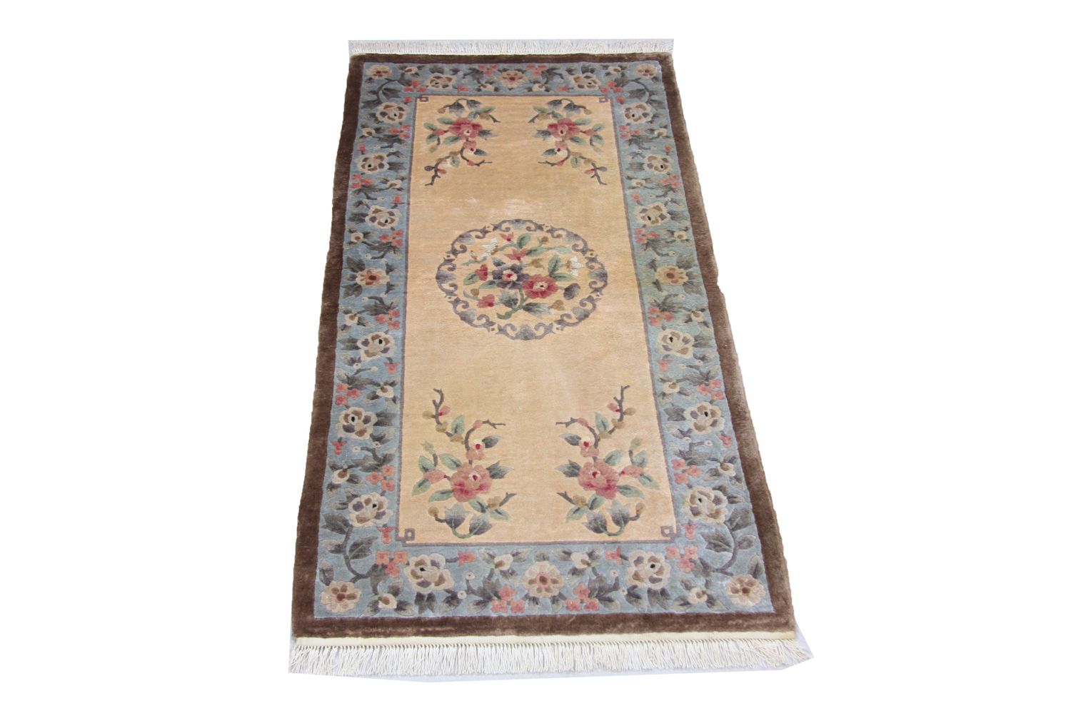 Tappeto di seta - seta cinese - 136 x 70 cm - blu